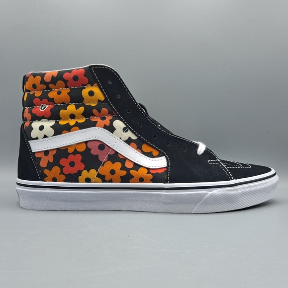 New Vans Sk8-Hi Top Flower Black White Orange Halloween Floral Men's Size 11.5 - Picture 3 of 9